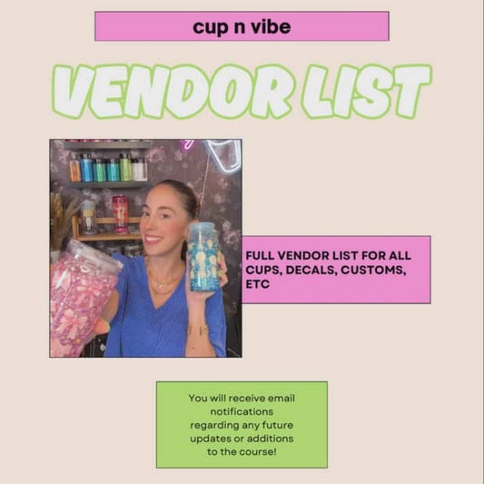 Cup Course Vendor List