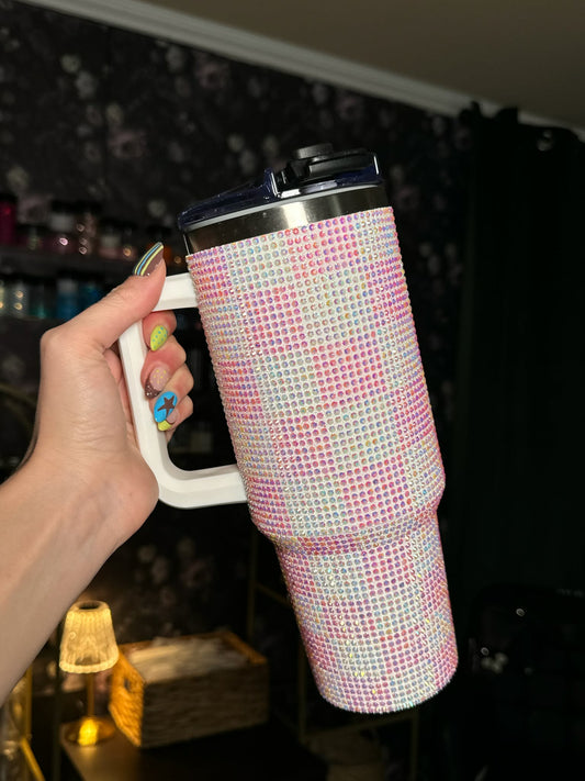 40 oz Light Pink Rhinestone Tumbler