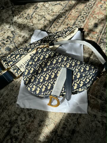 Navy Dior Inspired Saddle Bag